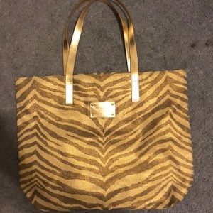 Michael Kors gold zebra print tote